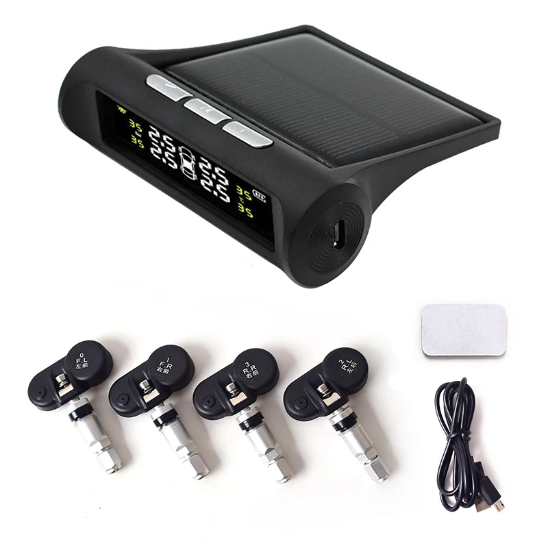 TPMS автомобильное давление в шинах солнечной энергии USB система мониторинга ЖК