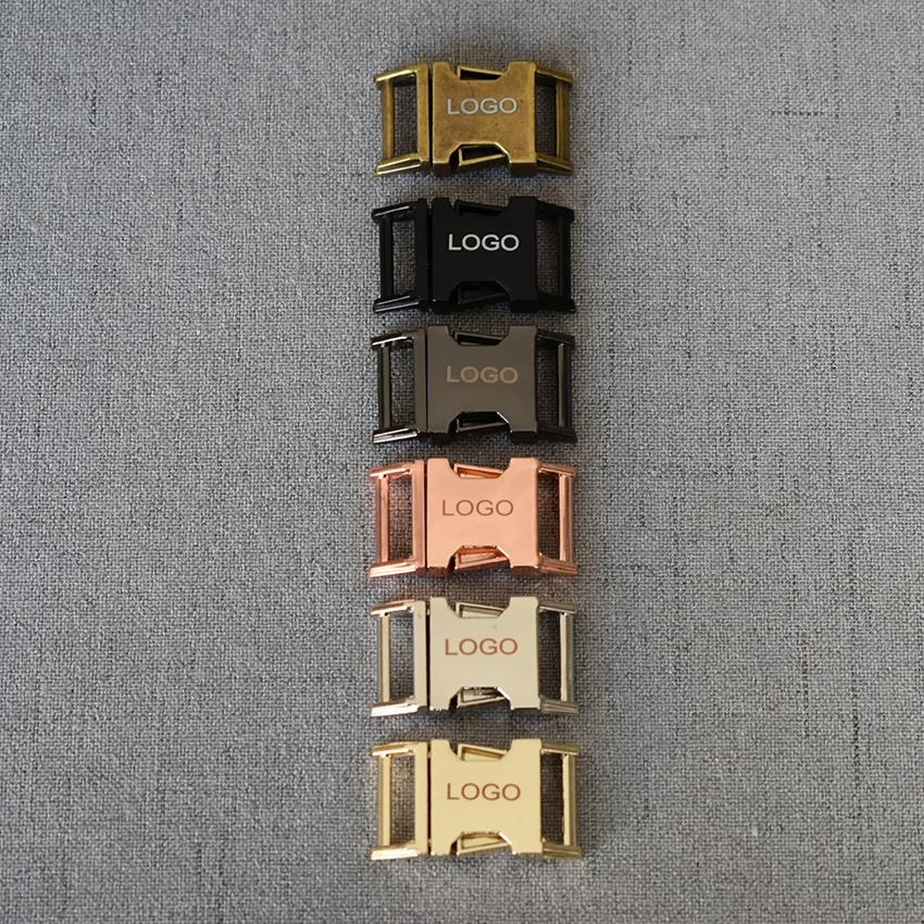 

20 Pcs/Lot 15mm Metal Quick Side Release Buckles Provide Laser Engraving Service Customize LOGO For Pet Leash Bag Backpacks