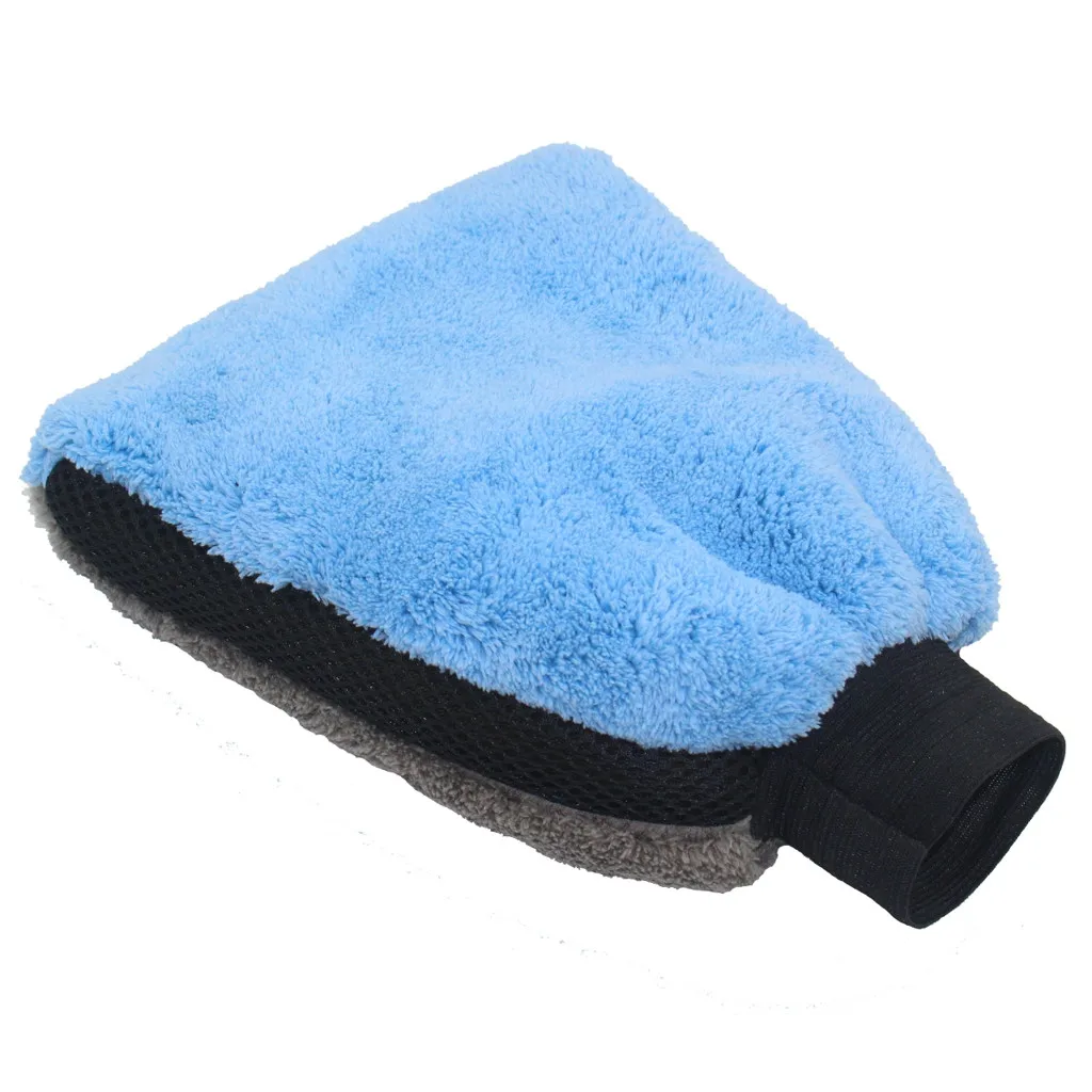 1 шт перчатка для мытья машины двойное лицо коралловый флис/коралловый бархат утолщенная Ткань для очистки водопоглощающая детализация пылеочиститель# YL1