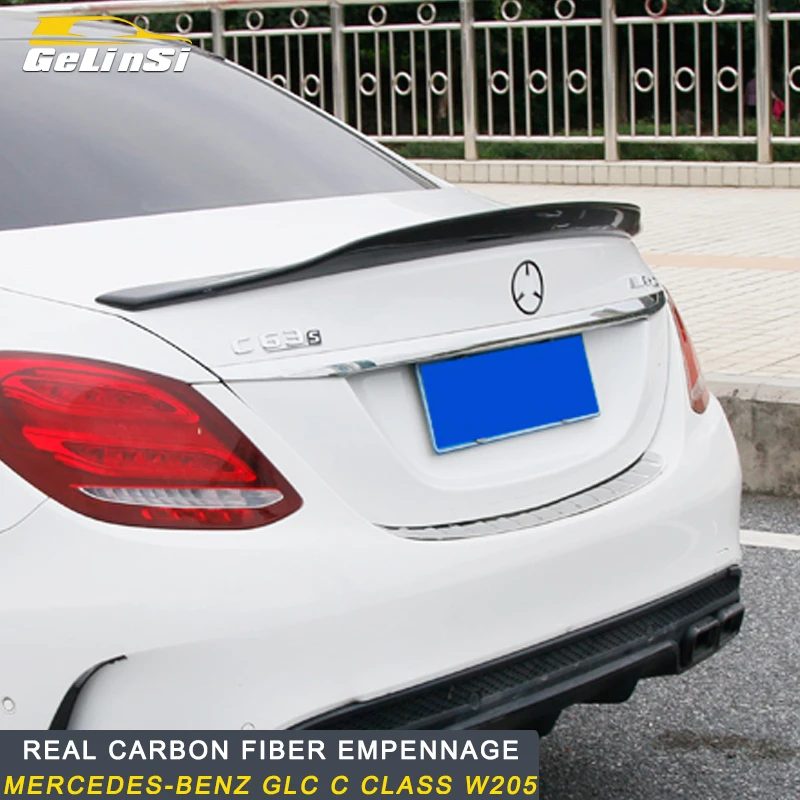 

Gelinsi for Mercedes Benz C Class W205 2016-2019 Car Rear Trunk Spoiler Lip Tail Wing Cover Frame Sticker Exterior Accessories