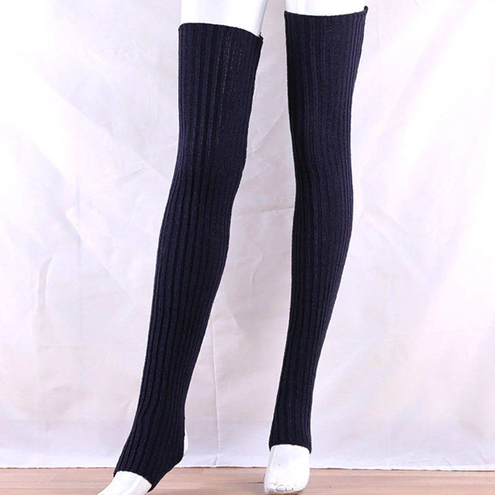 Женские носки, эластичные, одноцветные, теплые, до бедра, вязанные, длинные носки, выше колена, чулки, Medias de Mujer, для женщин