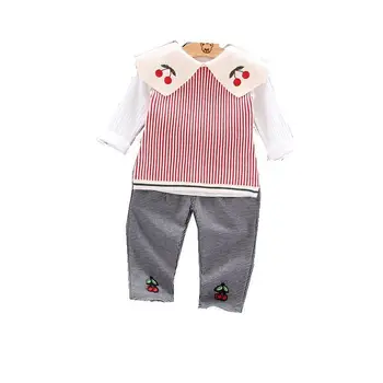 

Children Cotton Out Clothes Spring Autumn Baby Girls Sweater Striped Vest Pants 3Pcs/sets Infant Kids Fashion Toddler Tracksuits