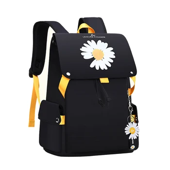 

Printing Schoolbag Flowers Teenage Girls School Bags Cute Nylon Waterproof Backpack Women Bookbags USB Charging Panelled Ribbon