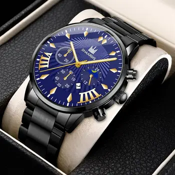 

SHAARMS Charming Men Watch Stainless Steel Quartz Wristwatch Fashion Man Business Watches Black Date Clock Relogio Masculino
