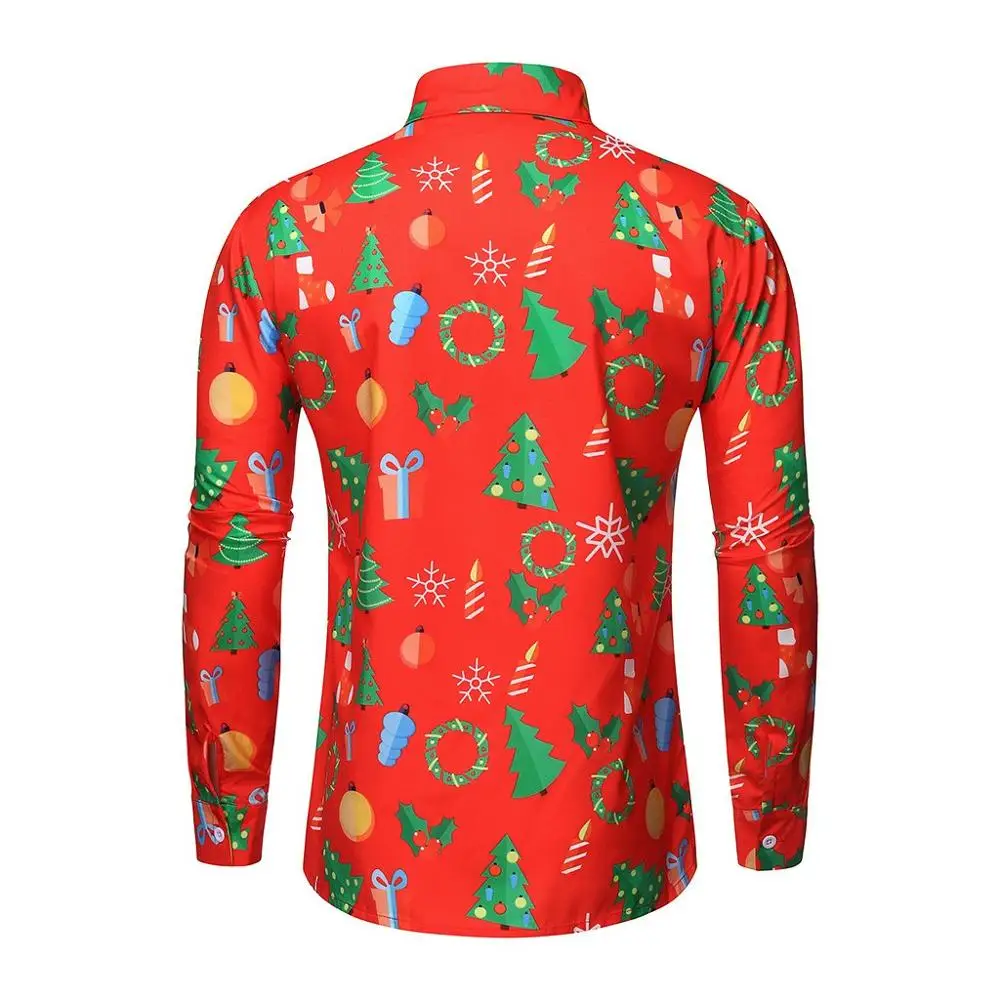 Feitong camisa masculina, Мужская Рождественская рубашка, новинка, Повседневная рубашка с длинными рукавами и принтом конфет, блуза blusa masculina