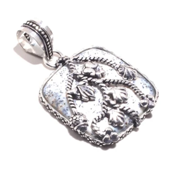 

Genuine Dentride Opal Pendant Silver Overlay over Copper , Hand made Women Jewelry gift, P8434