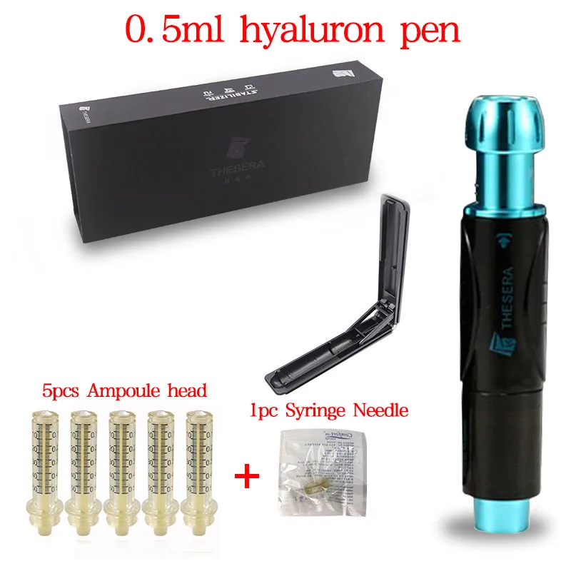 Стерильный распылитель, гиалуроновая ручка, 0,5 мл, устройство для ухода за лицом, гиалуроновая ручка для регулировки, против морщин, для подтяжки губ, высокое давление - Габаритные размеры: black pen 5head 1ne