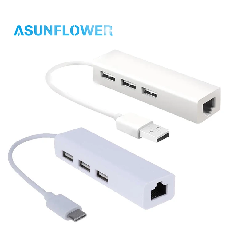 

USB Hub Splitter with RJ45 LAN Adapter Laptop Ethernet Dock Network Extender for PC USB 2.0 HUB 100 Mbps RJ45 For MacBook Air 13