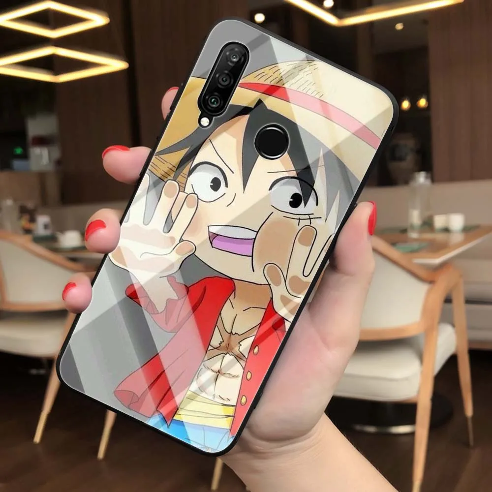 TG15 ONE PIECE Monkey D Luffy закаленное стекло мягкий чехол для Huawei Honor 8x9 mate 20 P10 P20 P30 Lite Pro P Smart Cover - Цвет: TG15