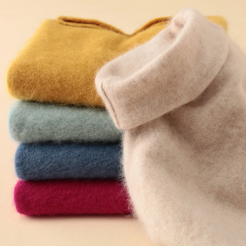 Свитер кашемировый Женский с высоким воротником однотонный теплый мягкий |