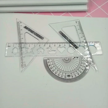 

4pcs/set Kawaii Cartoon Cat Plastic Ruler Protractor Set For Kids Novelty Drawing Ruler Office School Papelaria Criativa Supply