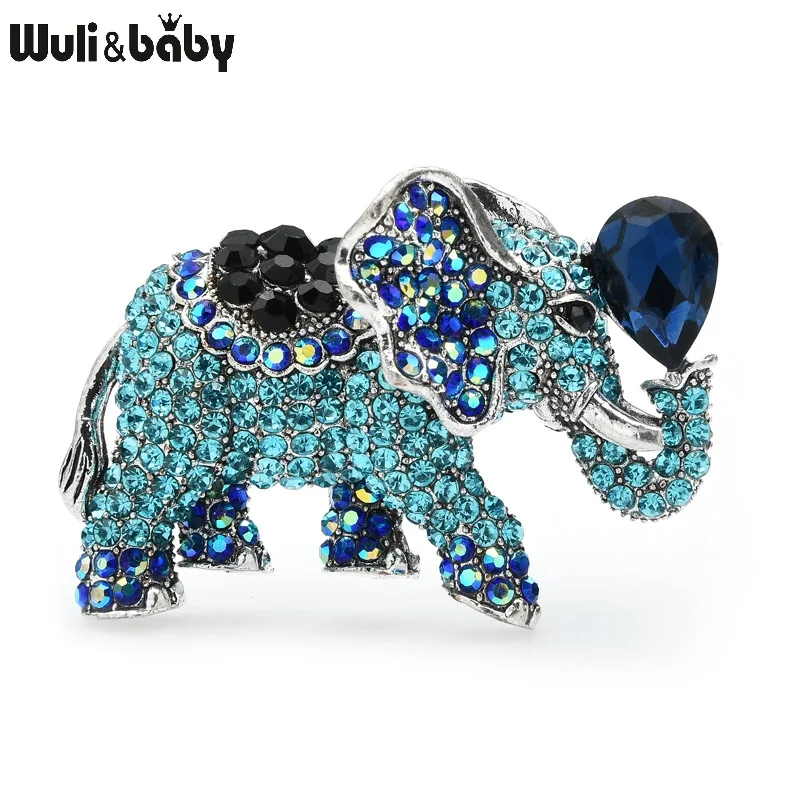 

Wuli&baby Rhinestone Waterdrop Elephant Brooches For Women Banquet Office Causal Brooch Pins Gifts