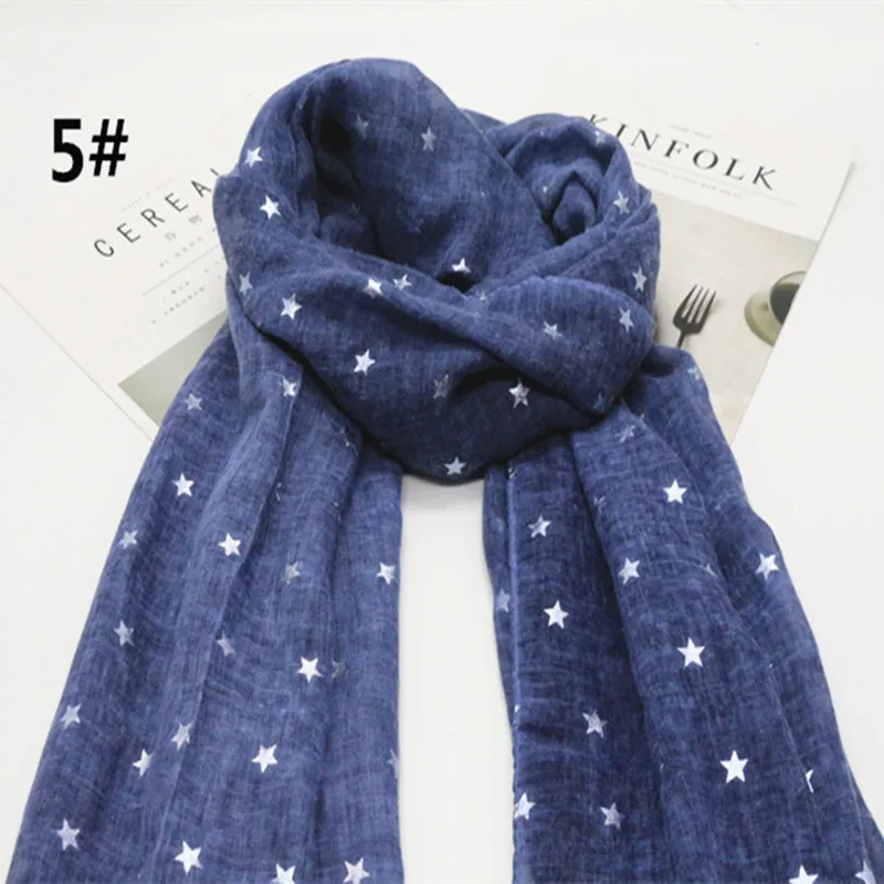 

Solid Colors Shinny Silver Star Shape Hijab Scarf Spring Plain Viscose Wrap Muslim Hijabs Muslim Scarves/Scarf 90*180CM