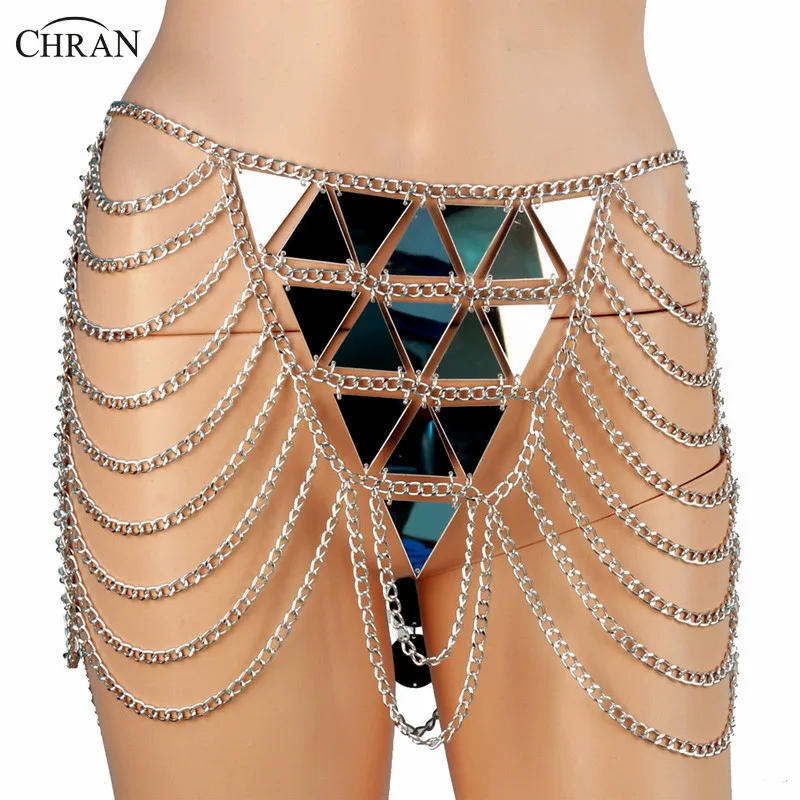 

Chran Multilayer Metal Chain Beach Jewelry Sexy Bikini Sequin Chain Skirts Festival Women Body Chain Jewelry