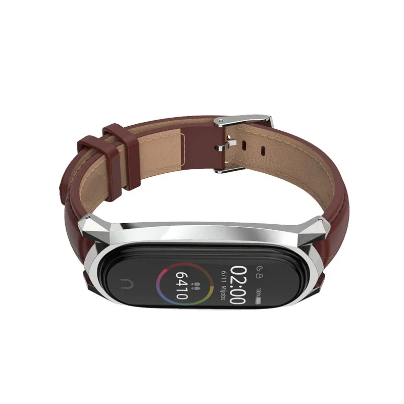 Кожаный ремешок для часов M3 M4 Smarch смарт браслет Xiaomi Mi Band 3 4 спортивный
