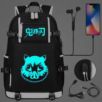 

Anime Demon Slayer Kimetsu No Yaiba Luminous Backpack Teenager School Multifunction USB Charging Bag Boy Girl School Bag Mochila