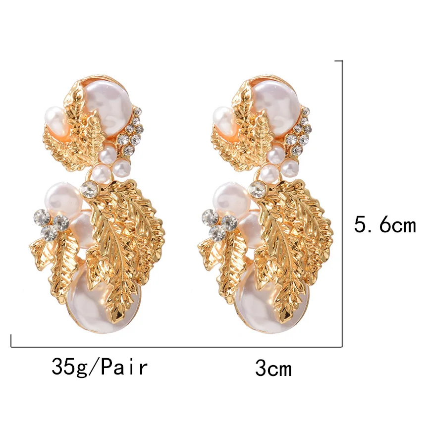 Новые висячие жемчужные серьги в форме цветка, украшенные кристаллами, золотые подвески, ювелирные аксессуары для женщин