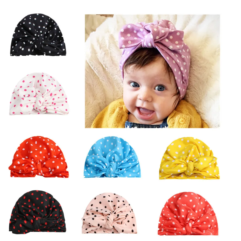 Yundfly Children Knotting Hat Baby Girl Dots Rabbit Ears Hat Infan