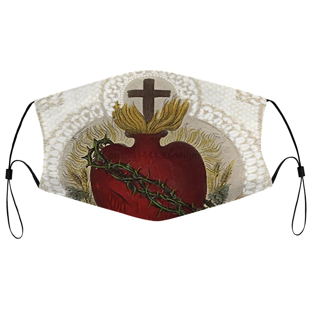 Dust mask with filter The Sacred Heart of Jesus Christian Sky Blue White Pl top Face Cover | Аксессуары для одежды