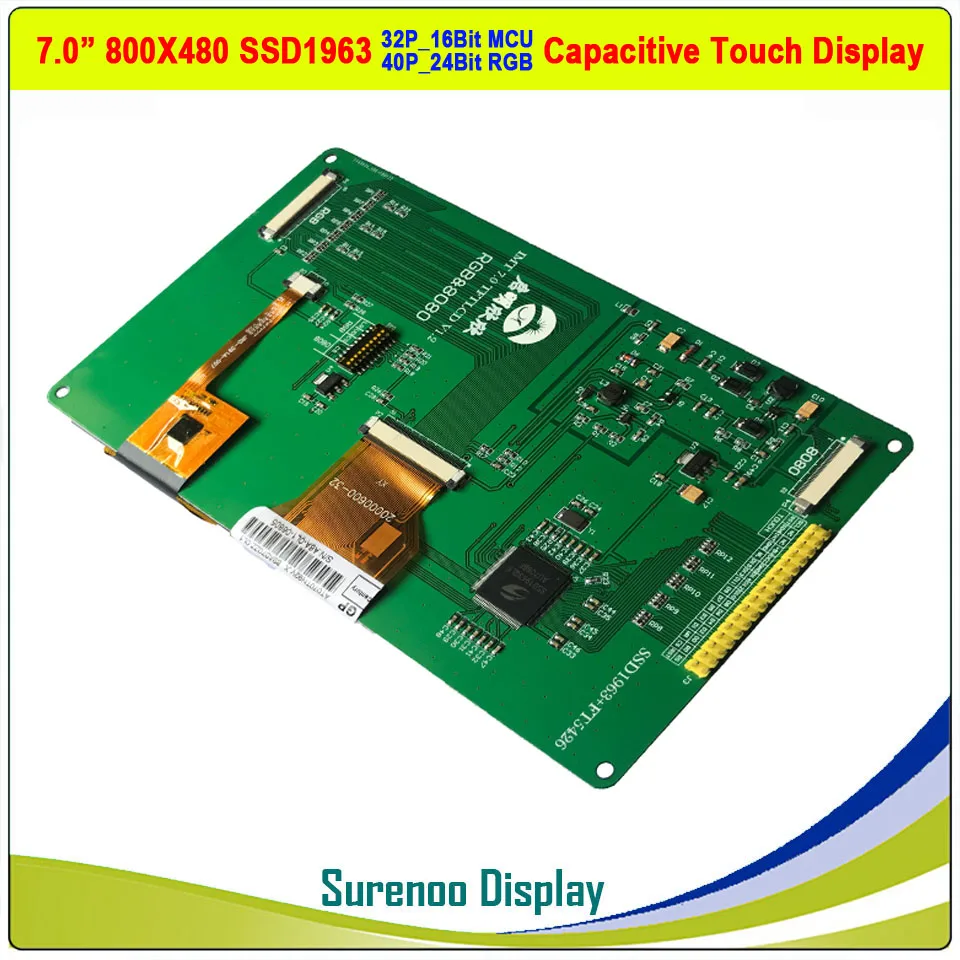 7," 7" дюймов 800*480 SSD1963 TFT ЖК-модуль дисплей экран монитор с емкостной сенсорной панелью MCU/RGB интерфейс