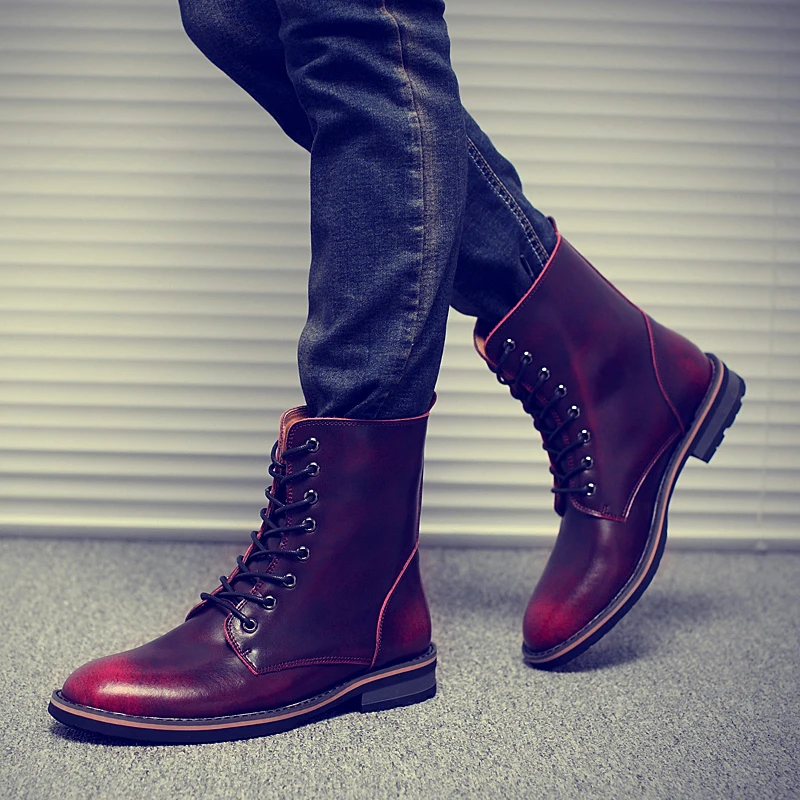 

2019 Winter Martin Boots Boys New Fashion Boots Men Casual Shoes Leather Causal Boots for Men Stylish Mens Motorcycle Boots