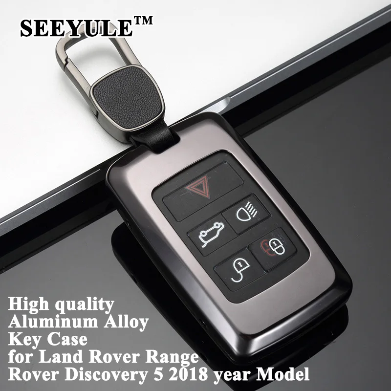 

1pc SEEYULE New Aluminum Alloy Car Key Case Shell Cover Protector Accessories for Land Rover 2018 model Range Rover Discovery 5