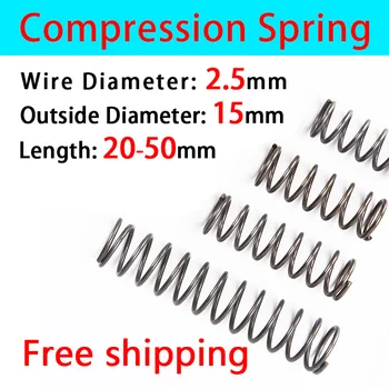 

Pressure Spring Compressed Spring Factory outlet Line Diameter 2.5mm, External diameter 15mm, Length 20mm-50mm Releasing Spring