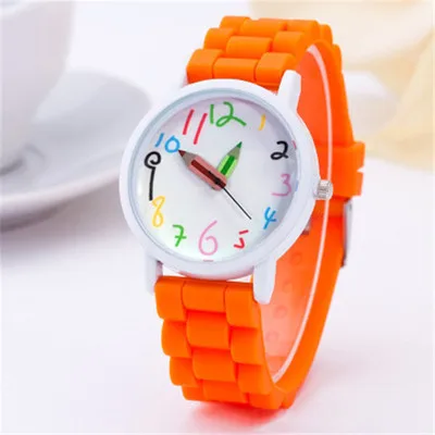 Childrens Watch Girls Silicone Fashion Geneva Quartz Case Pencil-Pointer Paint Jelly