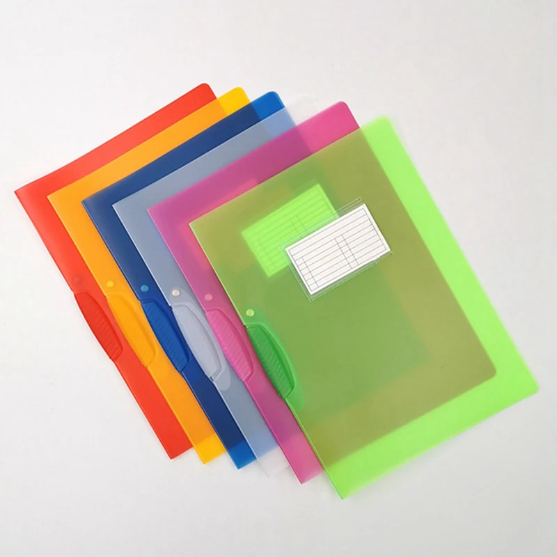 A4 Clear Document Bag Paper File Folder Legal Paper Contract File Bags Clips Stationery School Office Supplies Random Color