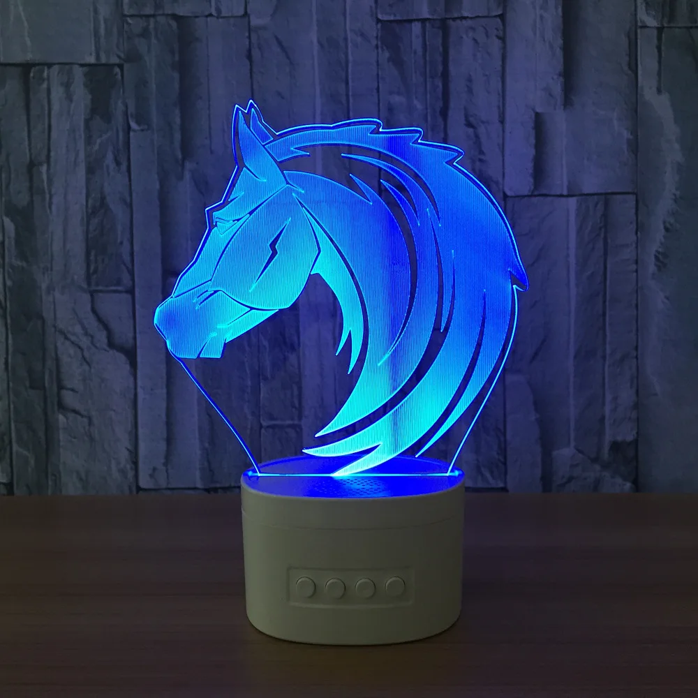 Лошади Форма 3D светодиодный ночной Светильник Беспроводной Bluetooth Динамик красочные работы в режиме воспроизведения музыки настольная лампа прикроватный атмосферная лампа Рождественский подарок