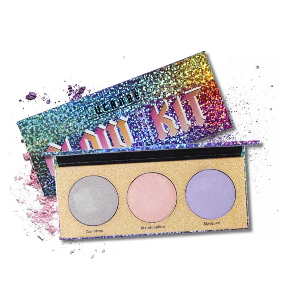 3 цвета палитра с блестящим сахаром комплект для подсветки теней век румян набор