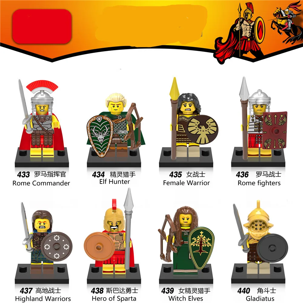 Middle Ages Roman Commander Spartan warriors Elven Hunter Building Blocks Bricks Kids Toy Gifts Compatible with legokess | Игрушки и