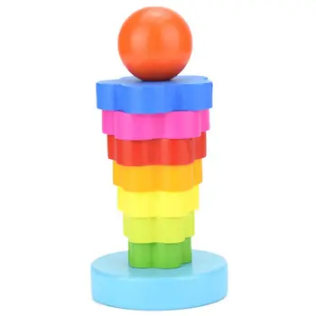 

NEW Kids Stacking Nest Learning Stack Up Rainbow Tower Blocks Baby Early Education Wooden Toy 1 Set