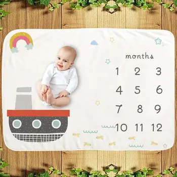 

Infant Monthly Record Growth Milestone Blanket Newborn Photography Props Cloth H55B