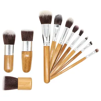

Natural Bamboo Professional Makeup Brushes Set Powder Foundation Eyeshadow Blending Brush Cosmetic Make up Tool 11pcs/8pcs