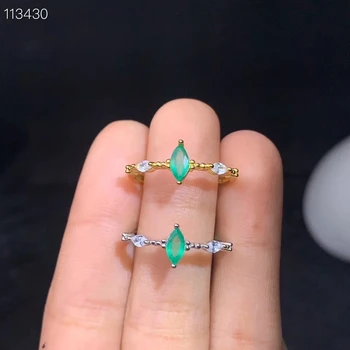 

women ring green emerald ring for girl ornament real 925 silver natural gem horse eye style birthday gift May birthstone sale