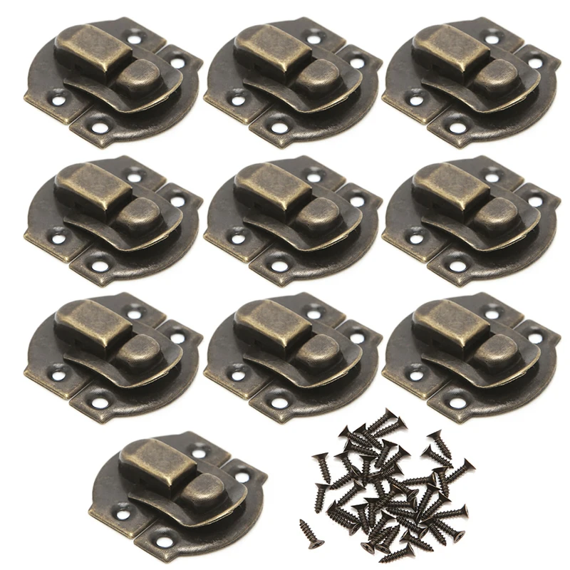 Box Latch Clasps Antique Iron Jewelry Box Padlock Hasp Locked Wooden Wine Gift Handbag Buckle Hardware Accessories 10Pcs jewelry box hasps