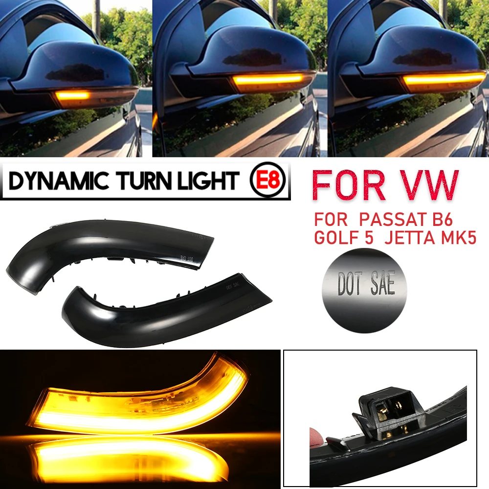 

For VW Passat B5.5 B6 R36 R32 Jetta MK5 Golf 5 GTI Sharan Super B Dynamic Turn Signals Light Auto LED Indicator