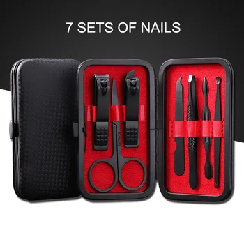 

2019 7 Pcs/Set Stainless Steel Nail Clipper Manicure Pedicure Nail Tools Set with Case
