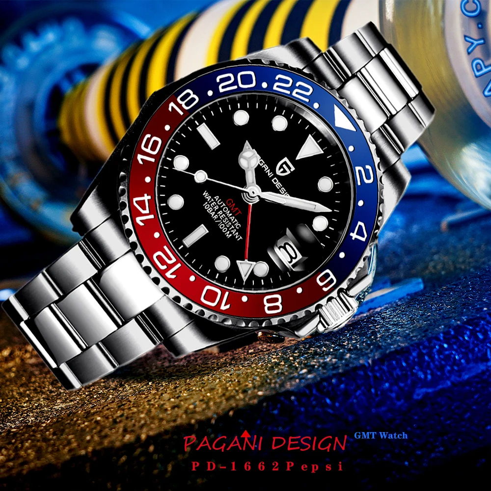 PAGANI DESIGN orologio meccanico in vetro zaffiro di alta marca reloj  hombre orologio da polso automatico da uomo di lusso orologio GMT in  acciaio inossidabile|Mechanical Watches| - AliExpress