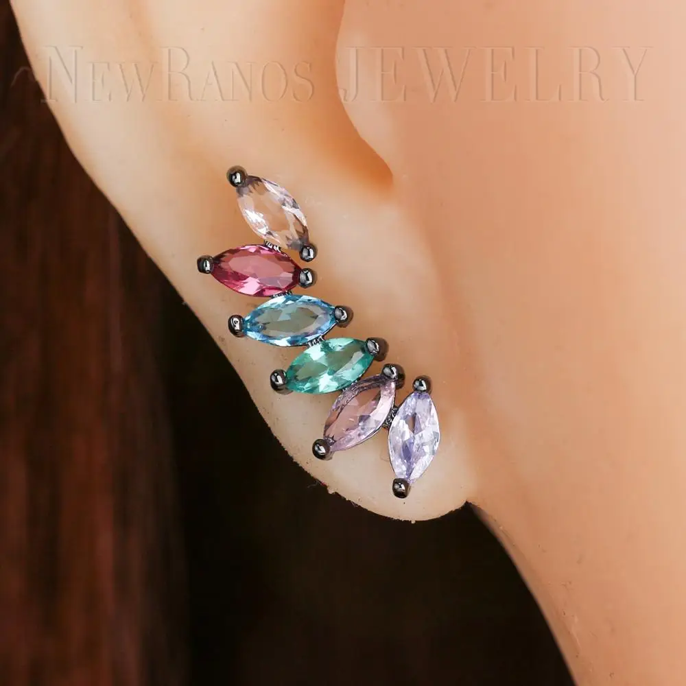 Newranos, Кристальные серьги в форме цветка, Разноцветные серьги-гвоздики, цветные вечерние серьги Brincos для женщин, модное ювелирное изделие EFX00128