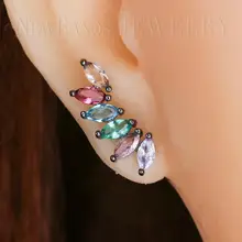 Newranos, Кристальные серьги в форме цветка, Разноцветные серьги-гвоздики, цветные вечерние серьги Brincos для женщин, модное ювелирное изделие EFX00128