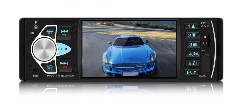 4.1'' Single 1DIN Car Stereo MP5 MP3 Player Bluetooth FM Radio USB AUX+ Camera - Цвет: Черный
