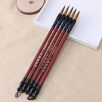 

1PC Chinese Calligraphy Brushes Pen Wolf Hair Writing Brush Wooden Handle H55F