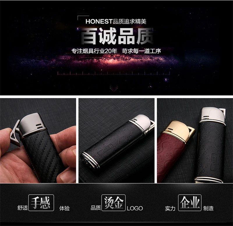 New Dermis Windproof Gas Lighter Butane Metal Straight Torch Lighter Creative Petrol Lighter Gadgets For Men Cigarette Lighter