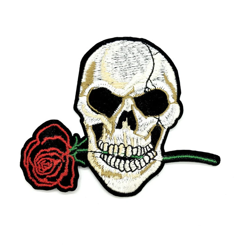 

3Pieces Rose skull head embroidery patch Beautiful patch Clothing decoration Adhesive Excipient diy Pop Skull Handmade Iron-On