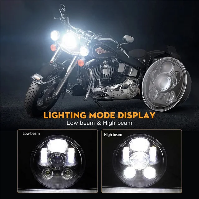 5.75Inch Motorcycle Projector Led Headlights Motor 5.75 Headlamp High/Low  Beam For Harley Bike Sportsters XL XG XR VRSCD Dyna - AliExpress