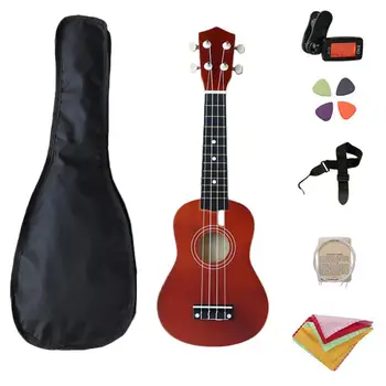 

21 Inch Ukulele Combo Ukulele Soprano 4 Strings Hawaii Bass Stringed Musical Instrument Set for Beginner