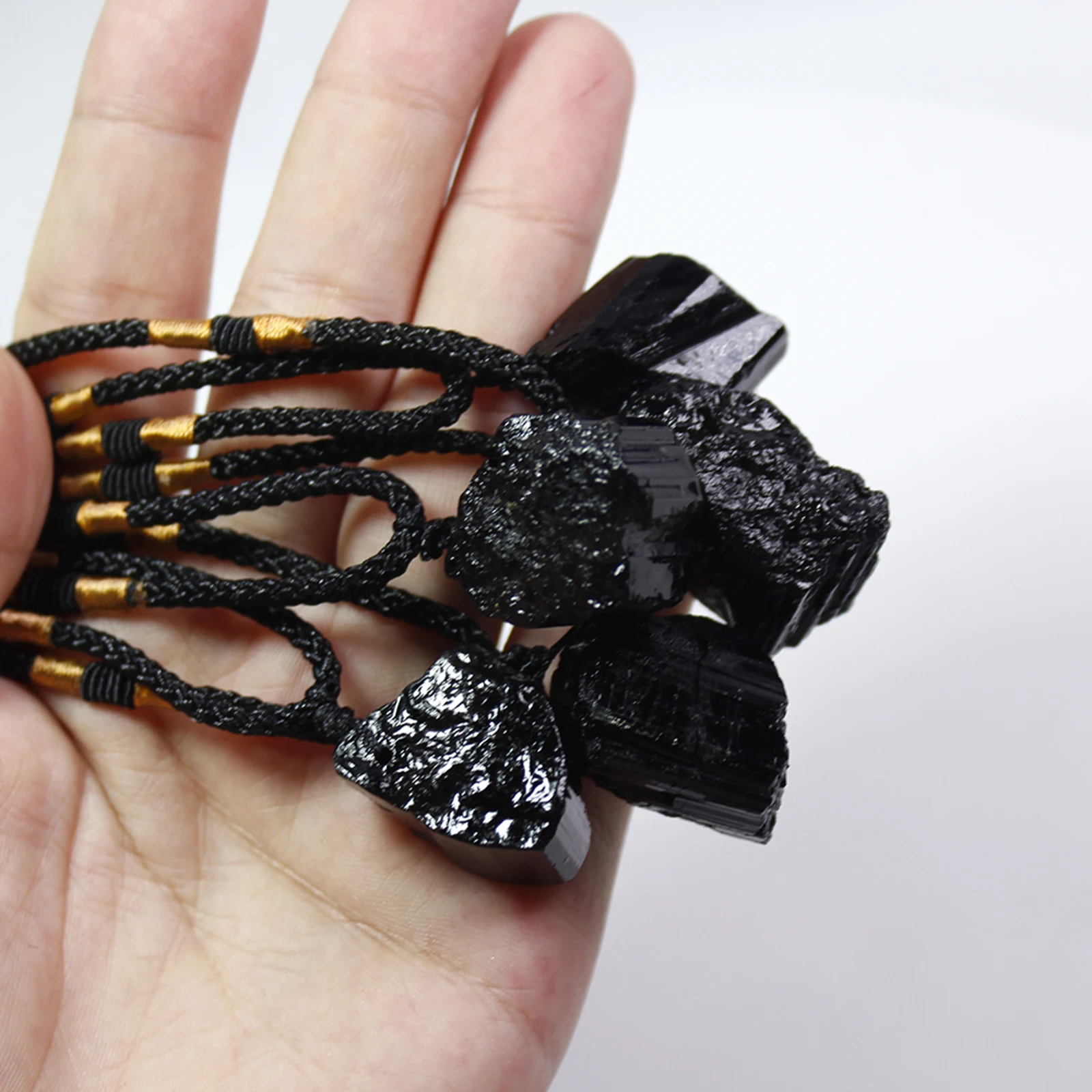 Black Tourmaline Reiki Rough Stones Rod Exclusive Cleansing Home Protection Specimens Pendant Necklace