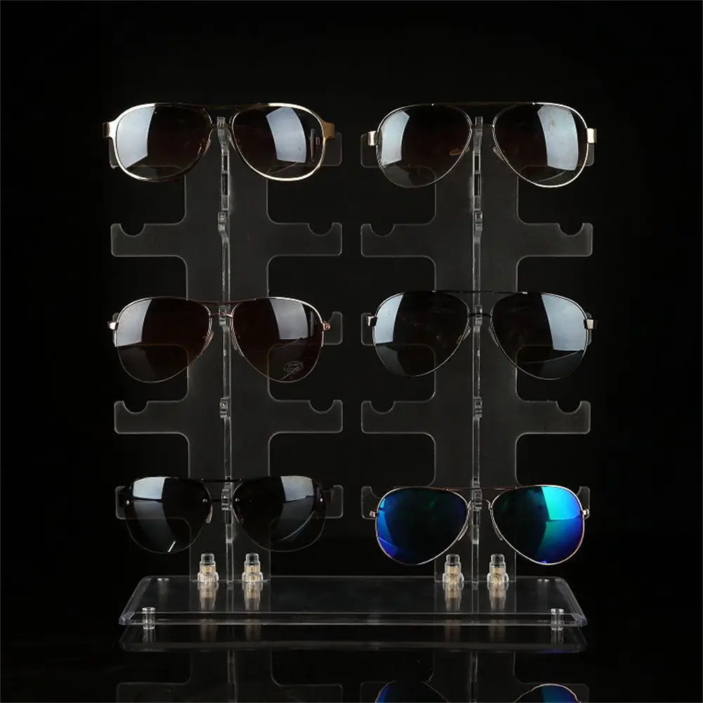Ocobudbxw Two Row Sunglasses Rack 10 Pairs Glasses Holder Display Stand Transparent 